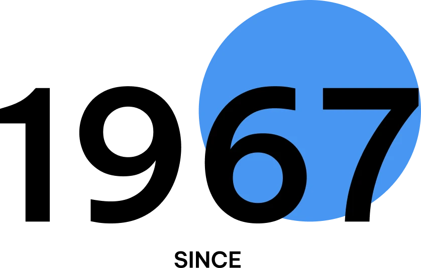 Bold black 67 on blue background